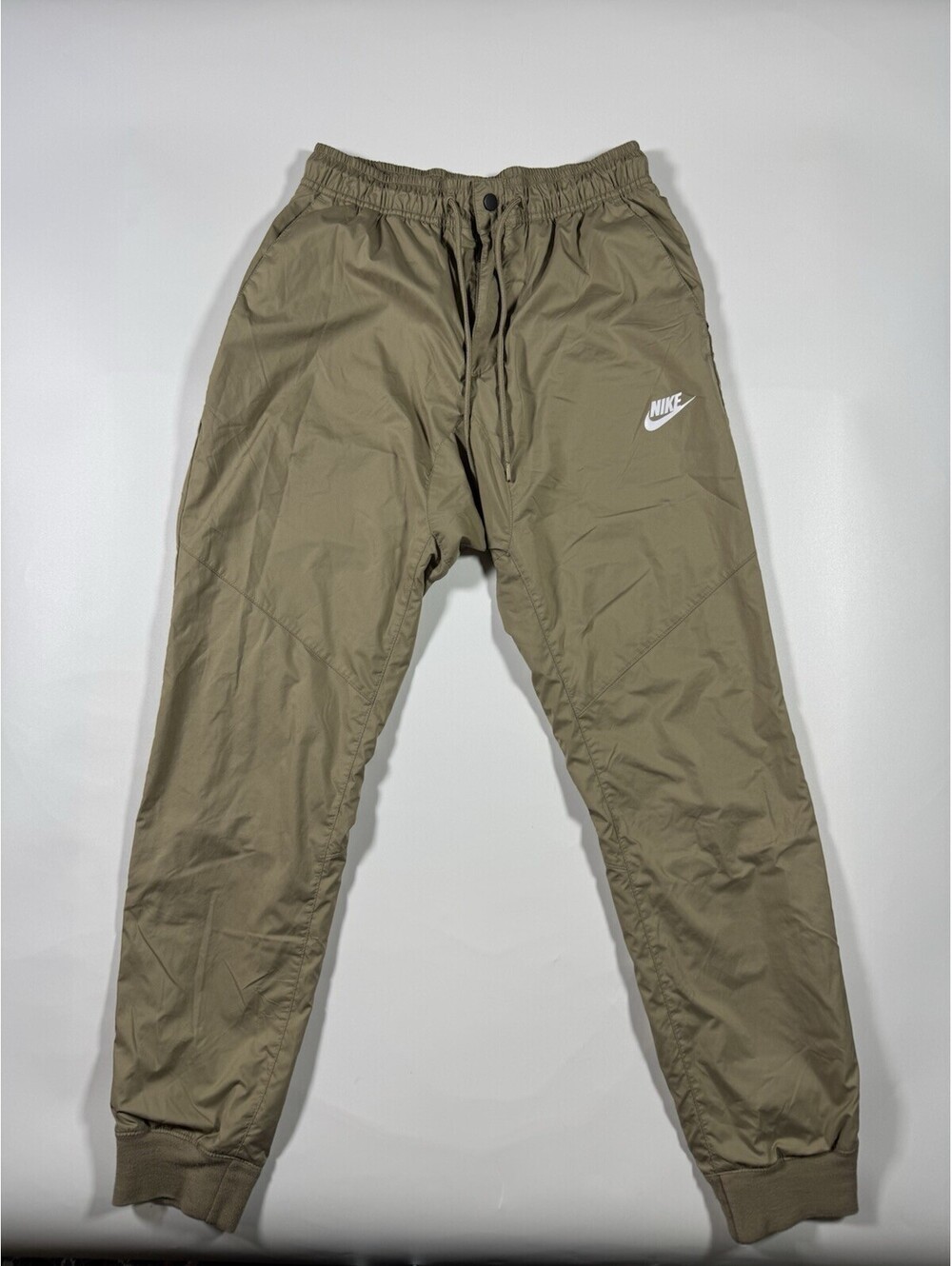 Nike Sportswear Woven Jogger Pants Mens Small Khaki Tan Mesh Lined 898403-235